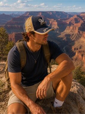 Milwaukee Brewers Baseball Cap Embroidered Navy and Gold